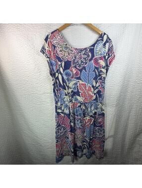 TALBOTS Women's Rayon Cotton Spandex Women's Floral Jersey Casual Dress XL Beach